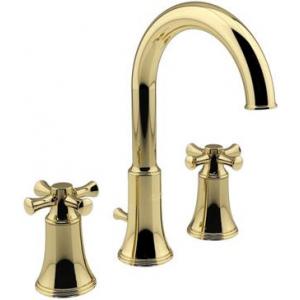 F10204-CHACT100CG HERITAGE DC 3-H EXTENDED BASIN MIXER W/POP-UP&STOP VALVE - CROSS (GOLD)