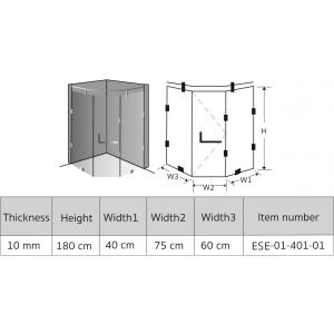 ESE-01-401-01 SHOWER ENCLOSURES 180 cm.*40 cm.*75 cm.*60 cm.*10 mm.