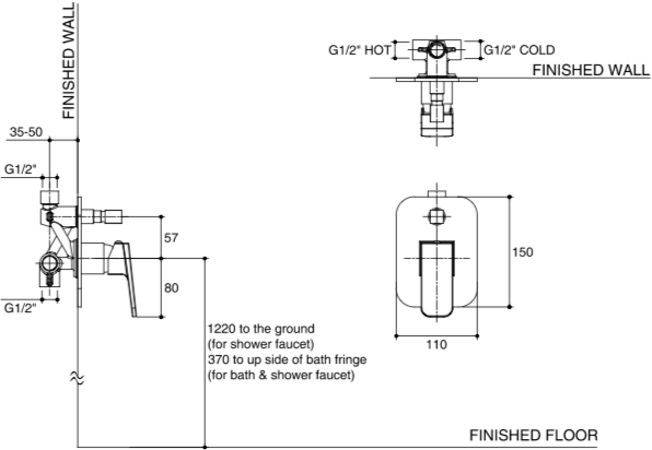 K-76900X-4-CP Anzio Single Lever Recessed Shower Valve and Diverter Mixer